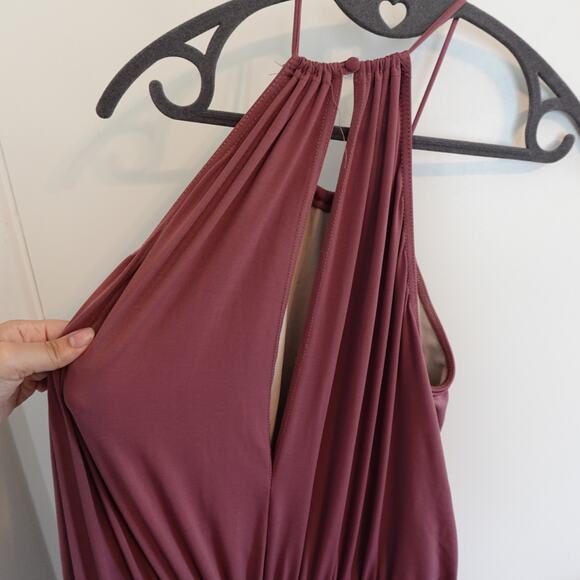 WEISSMAN Balera Dance Adult XLA 16/18 Split Leg Unitard Halter Mauve MJ12201 - Picture 10 of 12